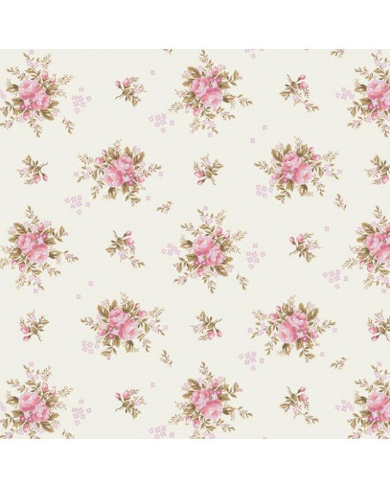 Tecido Tricoline Estampada Floral Yasmim cor 01 (Rosa)