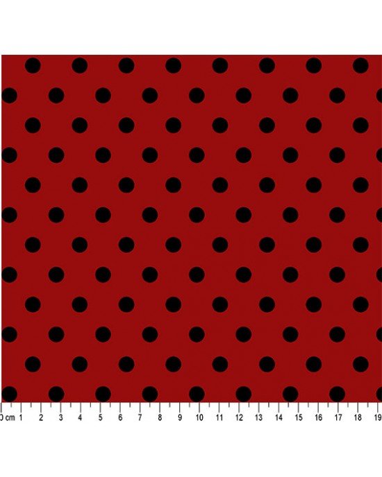 Tecido Estampado Bolão Cor - 20 (Vermelho com Preto)